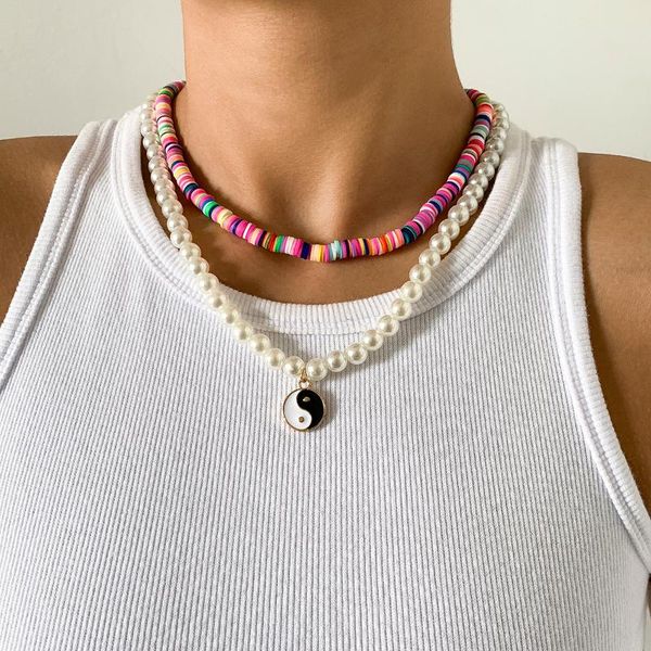 chains ingesight.z rainbow colorful seed heishi clay beads choker necklaces imitation pearl yin yang tai chi pendant jewelry, Silver
chains ingesight.z rainbow colorful seed heishi clay beads choker necklaces imitation pearl yin yang tai chi pendant jewelry, Silver
