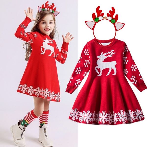 full sleeve autumn winter christmas dress for girl elk xmas knitted sweater children dress year party kids princess costume, Red;yellow
full sleeve autumn winter christmas dress for girl elk xmas knitted sweater children dress year party kids princess costume, Red;yellow