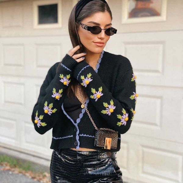 fall winter women embroidery knit cardigan v-neck long sleeves casual fashion ins style women sweaters 210709, White;black
fall winter women embroidery knit cardigan v-neck long sleeves casual fashion ins style women sweaters 210709, White;black