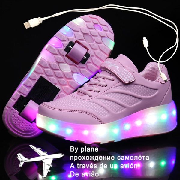 athletic & outdoor children two wheels luminous glowing sneakers black pink led light roller skate shoes kids boys girls usb charging
athletic & outdoor children two wheels luminous glowing sneakers black pink led light roller skate shoes kids boys girls usb charging