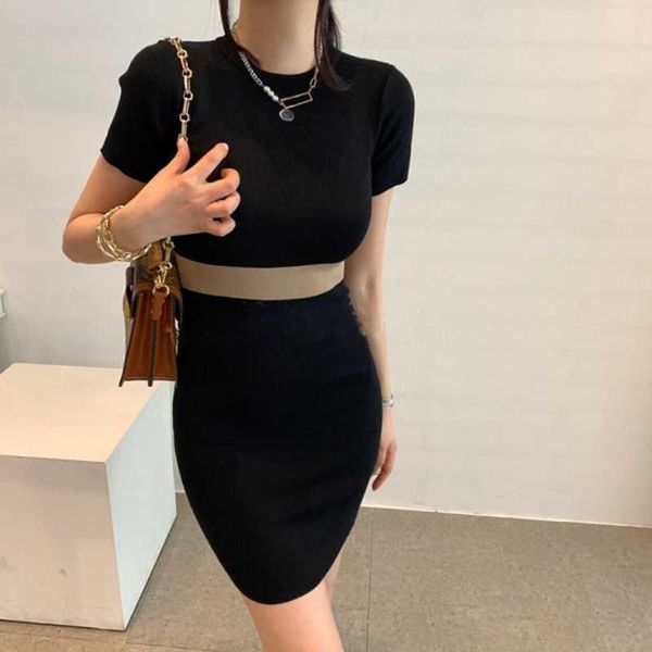 summer women's color matching dress slim slimming elastic short-sleeved knitted bag hip 210531, Black;gray
summer women's color matching dress slim slimming elastic short-sleeved knitted bag hip 210531, Black;gray
