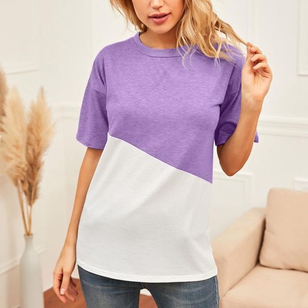 women's t-shirt patchwork women short sleeve t shirt clothes female o-neck tee harajuku, White
women's t-shirt patchwork women short sleeve t shirt clothes female o-neck tee harajuku, White
