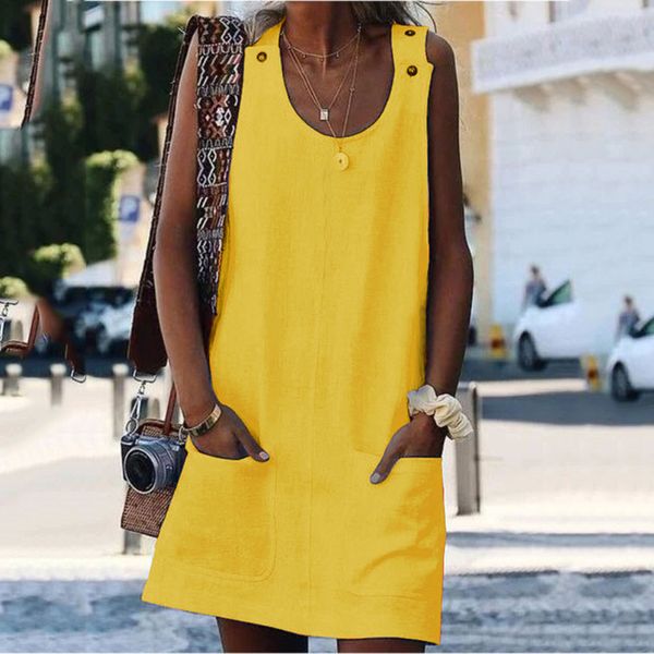 2021 summer dress women vestidos plus size solid color o-neck sleeveless cotton pocket dress casual loose ladies dress#w3 9sw8, Black;gray
2021 summer dress women vestidos plus size solid color o-neck sleeveless cotton pocket dress casual loose ladies dress#w3 9sw8, Black;gray
