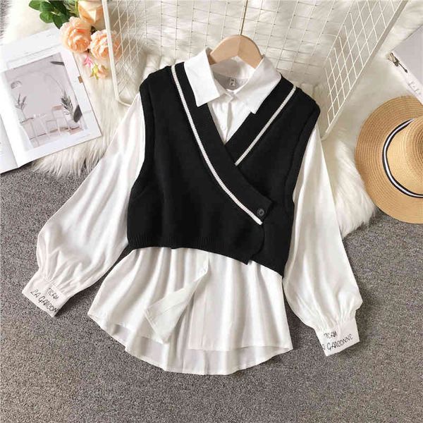 spring arrivals solid color lapel collar long sleeve single breasted shirt vest two piece set mz534 210525, White
spring arrivals solid color lapel collar long sleeve single breasted shirt vest two piece set mz534 210525, White