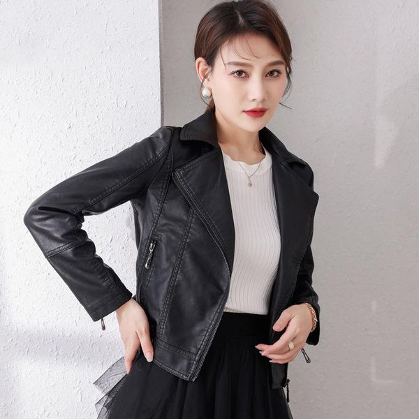 women's jackets short leather jacket korean pu motorcycle slim 2021 spring and autumn en*, Black;brown
women's jackets short leather jacket korean pu motorcycle slim 2021 spring and autumn en*, Black;brown