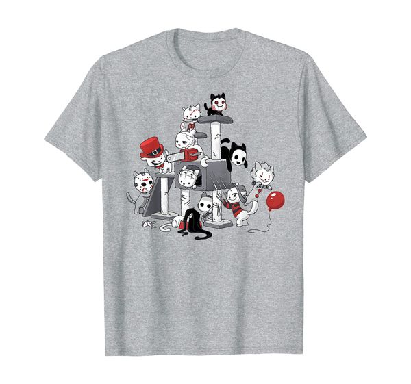 scary horror cat birthday gifts for cat lovers novelty shirt t-shirt, White;black 
scary horror cat birthday gifts for cat lovers novelty shirt t-shirt, White;black