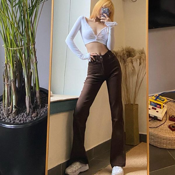 women's jeans y2k flare pants high waist brown clothing streetwear trousers girl pantalon pour femme calça feminina, Blue
women's jeans y2k flare pants high waist brown clothing streetwear trousers girl pantalon pour femme calça feminina, Blue