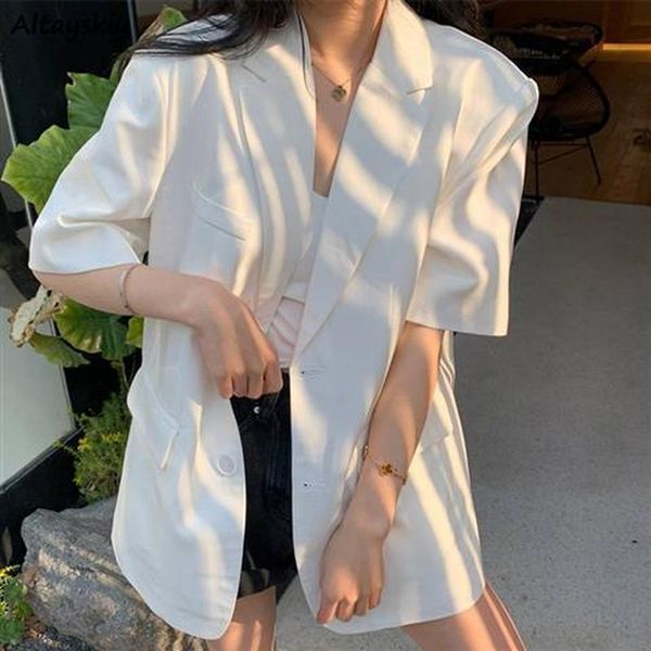 women's suits & blazers women short sleeve outwear all-match long style blazer loose office ladies solid woman ropa de mujer korean fas, White;black
women's suits & blazers women short sleeve outwear all-match long style blazer loose office ladies solid woman ropa de mujer korean fas, White;black