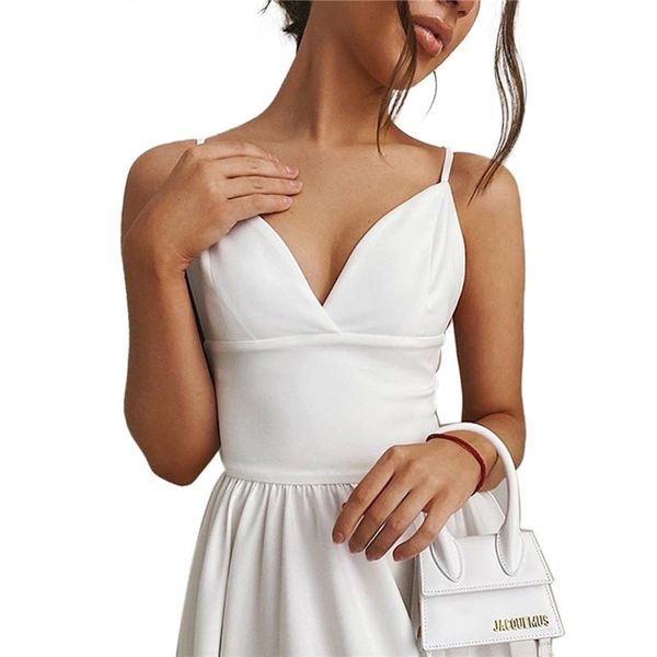 women's tanks & camis women solid color v-neck sleeveless camisole fashion overlapping short shoulder elegant female tee, White
women's tanks & camis women solid color v-neck sleeveless camisole fashion overlapping short shoulder elegant female tee, White