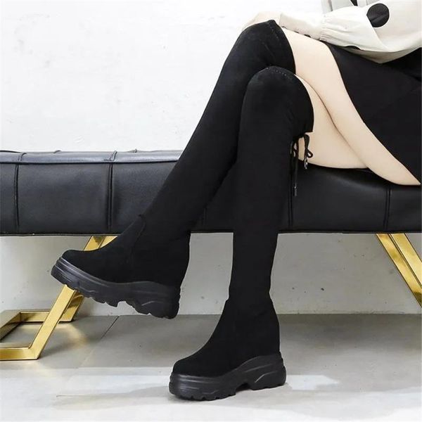 boots 2022 autumn winter women high booties ladies fashion hidden heel long boot warm plush thigh for platform shoes, Black
boots 2022 autumn winter women high booties ladies fashion hidden heel long boot warm plush thigh for platform shoes, Black