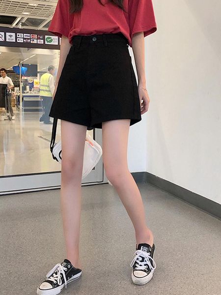 women's pants & capris summer korean version 2021 chic wear black jeans net with high waist and thin wide leg shorts, Black;white
women's pants & capris summer korean version 2021 chic wear black jeans net with high waist and thin wide leg shorts, Black;white