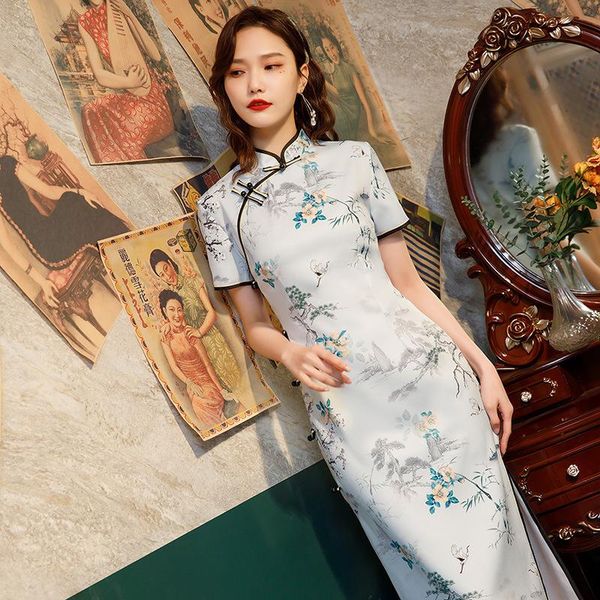 ethnic clothing woman chinese traditional long floral print qipao short sleeve high split cheongsam oriental bodycon dress, Red
ethnic clothing woman chinese traditional long floral print qipao short sleeve high split cheongsam oriental bodycon dress, Red