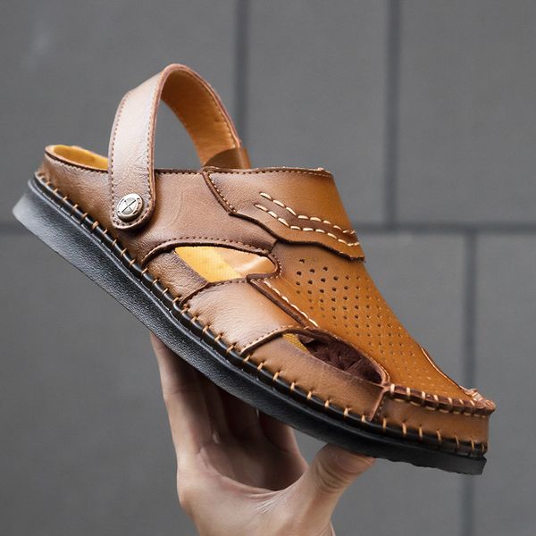 summer sandals men's leather hand sewn light two wear one foot outdoor large beach sho men, Black
summer sandals men's leather hand sewn light two wear one foot outdoor large beach sho men, Black