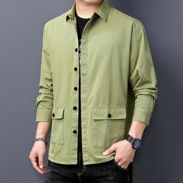 men's casual shirts 100% cotton fashion brand slim fit 2 pocket cargo shirt for men long sleeve streetwear clothing, White;black
men's casual shirts 100% cotton fashion brand slim fit 2 pocket cargo shirt for men long sleeve streetwear clothing, White;black