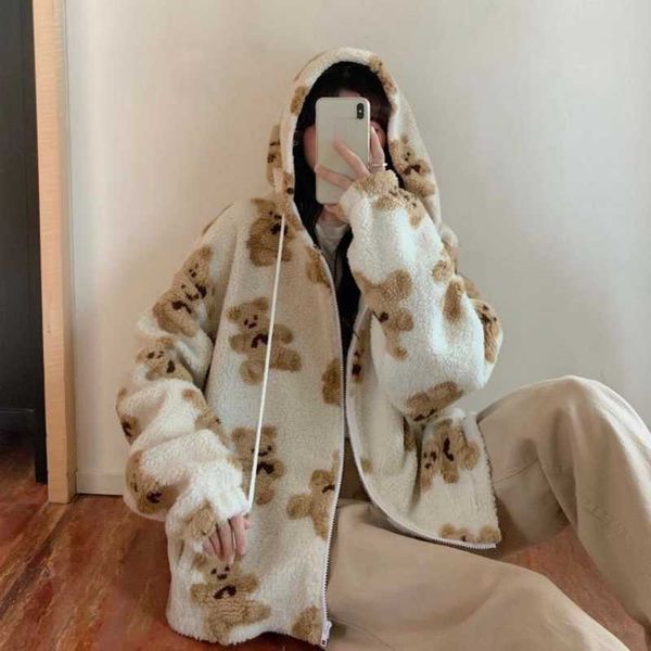 women's hoodies & sweatshirts cartoon bear fleece hooded jackets women casual oversized hoodie female zip up sweatshirt teddy coat warm, Black
women's hoodies & sweatshirts cartoon bear fleece hooded jackets women casual oversized hoodie female zip up sweatshirt teddy coat warm, Black
