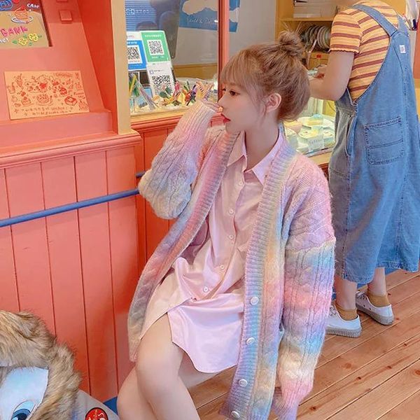 women's knits & tees lolita style autumn women`s sweater japanese kawaii korean hundred towers rainbow knitted cardigan chic pastel out, White
women's knits & tees lolita style autumn women`s sweater japanese kawaii korean hundred towers rainbow knitted cardigan chic pastel out, White