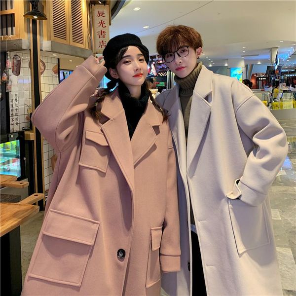 men's wool & blends 2021 winter korean version of the loose trend couple thickening street large lapel in long paragraph casual coat, Black
men's wool & blends 2021 winter korean version of the loose trend couple thickening street large lapel in long paragraph casual coat, Black