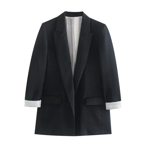 women's suits & blazers autumn black suit collar double-layer single-breasted long-sleeved pockets loose jacket elegant commuting style, White;black
women's suits & blazers autumn black suit collar double-layer single-breasted long-sleeved pockets loose jacket elegant commuting style, White;black