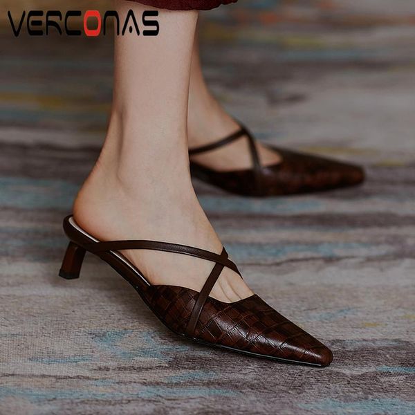 verconas fashion concise women sandals genuine leather slippers cross-tied thin heels mules spring summer casual shoes woman new, Black
verconas fashion concise women sandals genuine leather slippers cross-tied thin heels mules spring summer casual shoes woman new, Black
