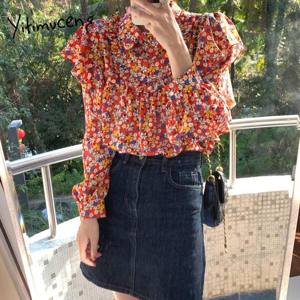 women's blouses & shirts yitimuceng floral print blouse women oversized ruffles korean fashion long sleeve green red 2021 spring summe, White
women's blouses & shirts yitimuceng floral print blouse women oversized ruffles korean fashion long sleeve green red 2021 spring summe, White