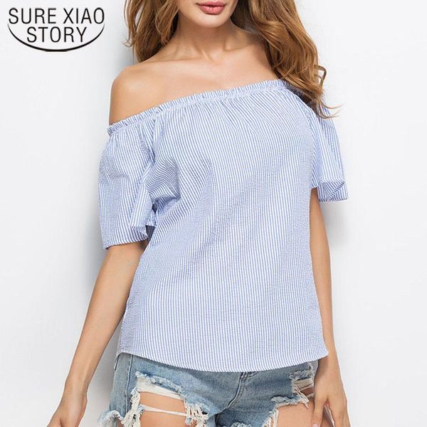 2021 slash nexk striped women blouse shirt fashion women blouses short sleeve summer shirts blusas 2957 50, White
2021 slash nexk striped women blouse shirt fashion women blouses short sleeve summer shirts blusas 2957 50, White