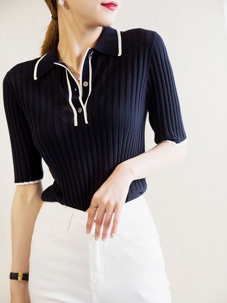 t shirt minority light luxury tencel polo neck soft thin short sleeve women's breathable pit strip top, White
t shirt minority light luxury tencel polo neck soft thin short sleeve women's breathable pit strip top, White