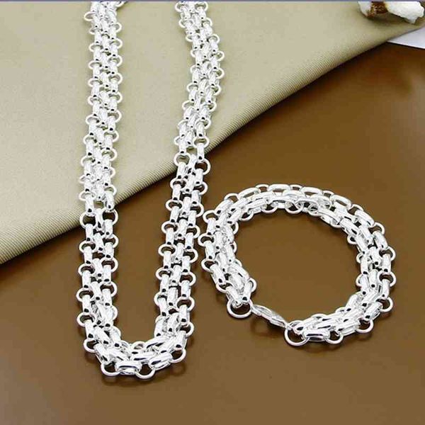 jewelry silver 925 fashion three rows round circle necklace bracelet sets for woman men gift
jewelry silver 925 fashion three rows round circle necklace bracelet sets for woman men gift