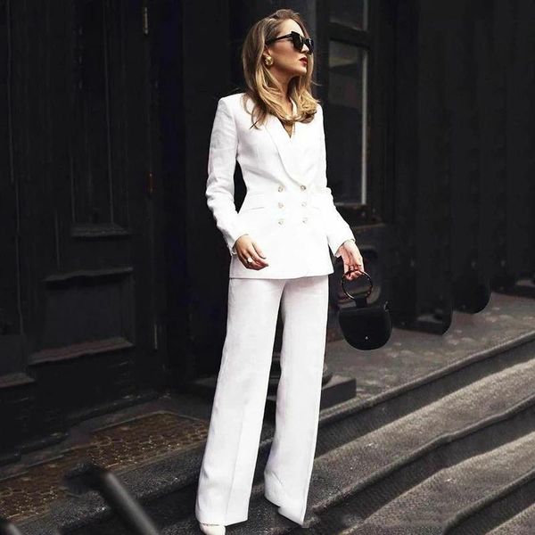 women's two piece pants ladies fashion double breasted blazer shawl collar long sleeve pocket women's jacket and, White
women's two piece pants ladies fashion double breasted blazer shawl collar long sleeve pocket women's jacket and, White