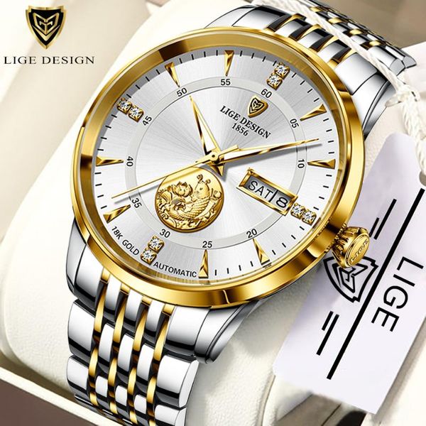 wristwatches lige men automatic mechanical watches business wrist watch tungsten steel waterproof fashion clock reloj hombre, Slivery;brown
wristwatches lige men automatic mechanical watches business wrist watch tungsten steel waterproof fashion clock reloj hombre, Slivery;brown