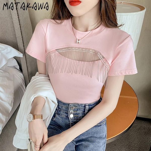 women's t-shirt matakawa 2021 backless short-sleeved hollow out t shirt for women slim short summer woman tshirts, White
women's t-shirt matakawa 2021 backless short-sleeved hollow out t shirt for women slim short summer woman tshirts, White