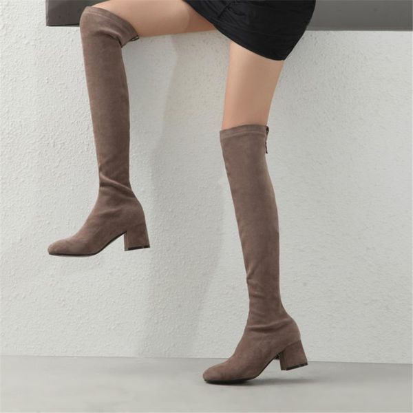 boots stovepipe over-the-knee women riding thick heel flock round toe winter booties mujer chaussures thigh, Black
boots stovepipe over-the-knee women riding thick heel flock round toe winter booties mujer chaussures thigh, Black
