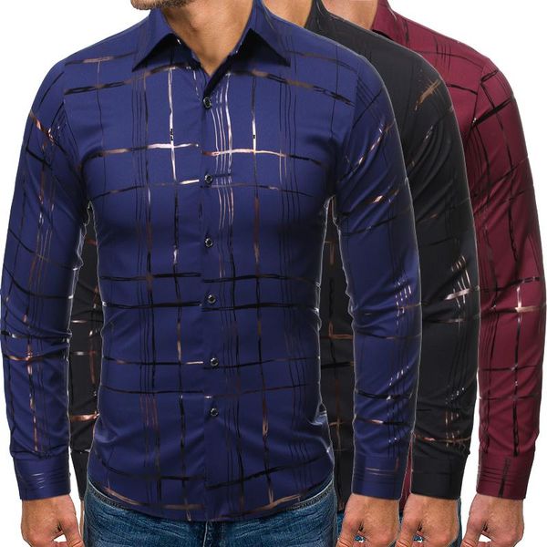 men's casual shirts fashion business with gold bronzing lapel long sleeve four seasons print, White;black
men's casual shirts fashion business with gold bronzing lapel long sleeve four seasons print, White;black