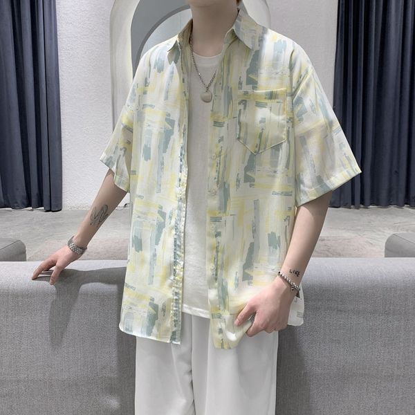 men's casual shirts summer short-sleeved fashion printed men streetwear korean loose hawaiian mens s-xl 71b6, White;black
men's casual shirts summer short-sleeved fashion printed men streetwear korean loose hawaiian mens s-xl 71b6, White;black