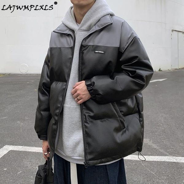 men's down & parkas 2021 winter pu leather mixed colors couple cotton coats casual stand collar warm puffer jackets men, Black
men's down & parkas 2021 winter pu leather mixed colors couple cotton coats casual stand collar warm puffer jackets men, Black