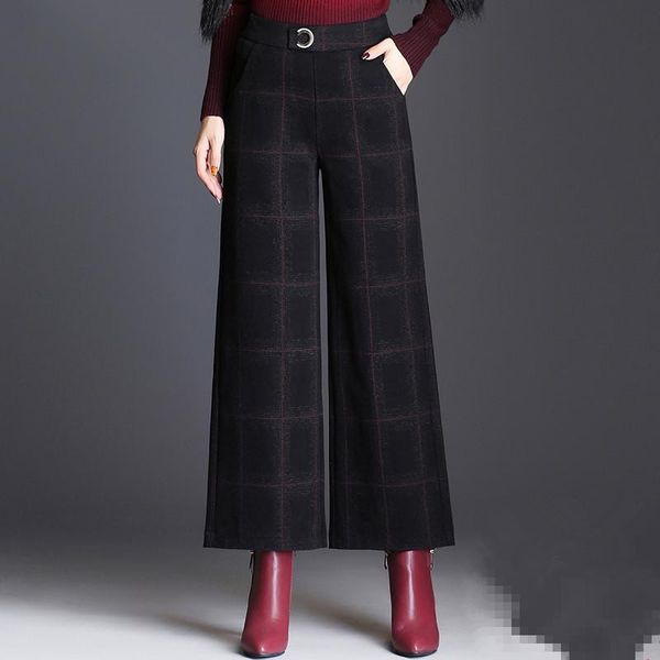 women's pants & capris high waist plaid woolen autumn and winter temperament elastic loose slim slimming nine points wide leg jq401, Black;white
women's pants & capris high waist plaid woolen autumn and winter temperament elastic loose slim slimming nine points wide leg jq401, Black;white