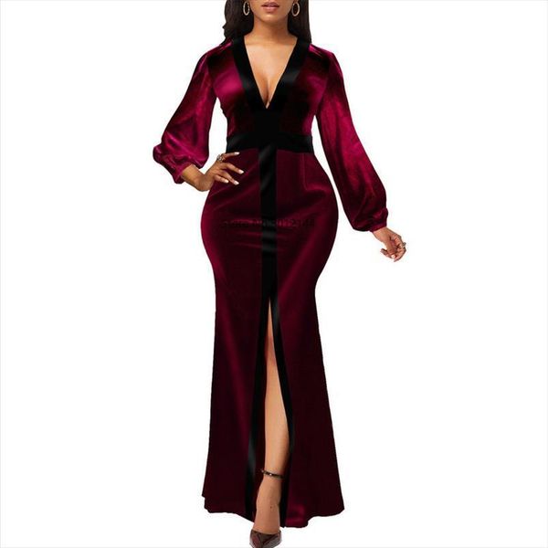 spring deep v neck women dress high split long party casual plus size slim velvet mermaid maxi dresses 5xl, Black;gray
spring deep v neck women dress high split long party casual plus size slim velvet mermaid maxi dresses 5xl, Black;gray