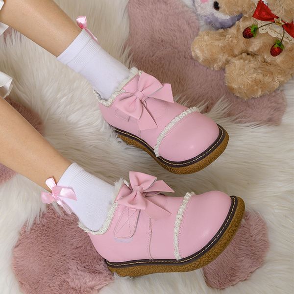 round toe sweet girls kawaii japanese winter beautiful anime lolita women's shoes cosplay plush loli wear xtnw, Black
round toe sweet girls kawaii japanese winter beautiful anime lolita women's shoes cosplay plush loli wear xtnw, Black
