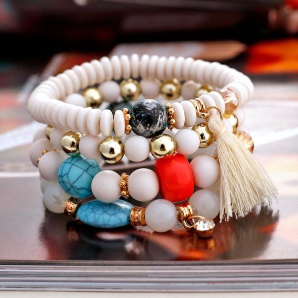 charm bracelets 4pcs/lot bohemian beaded with tassel resin stone multi-layer chain stretchy & bangles for women, Golden;silver
charm bracelets 4pcs/lot bohemian beaded with tassel resin stone multi-layer chain stretchy & bangles for women, Golden;silver