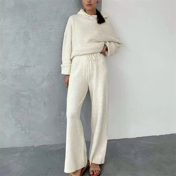 solid knitted women hooded 2 piece set loose long sleeve sweatshirt wide-legged elastic waist pants lady sets spring casual 211007, White
solid knitted women hooded 2 piece set loose long sleeve sweatshirt wide-legged elastic waist pants lady sets spring casual 211007, White