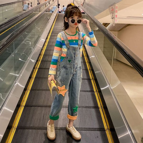 girls' suspenders suit spring and autumn 2021 korean children's striped t-pentagram jeans, Blue
girls' suspenders suit spring and autumn 2021 korean children's striped t-pentagram jeans, Blue