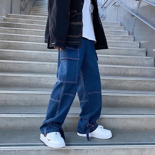 men's jeans wide leg pant loose straight streetwear skateboard pants trousers hip hop casual, Blue
men's jeans wide leg pant loose straight streetwear skateboard pants trousers hip hop casual, Blue