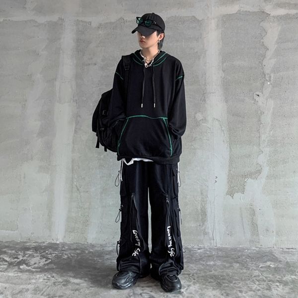 2021 new hooded ensemble with a loose hoodie jacket + suit pants two male hip hop pieces street large workwear pocket for men's clothes, Gray
2021 new hooded ensemble with a loose hoodie jacket + suit pants two male hip hop pieces street large workwear pocket for men's clothes, Gray