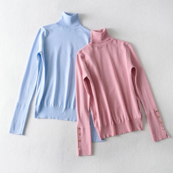women's sweaters q8844-korean clothing 2021 autumn winter high collar cuff metal buckle slim knitwear, White;black
women's sweaters q8844-korean clothing 2021 autumn winter high collar cuff metal buckle slim knitwear, White;black