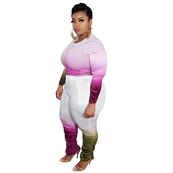 women's two piece pants two-piece suit plus size female fashion gradient color folds autumn net red casual, White
women's two piece pants two-piece suit plus size female fashion gradient color folds autumn net red casual, White