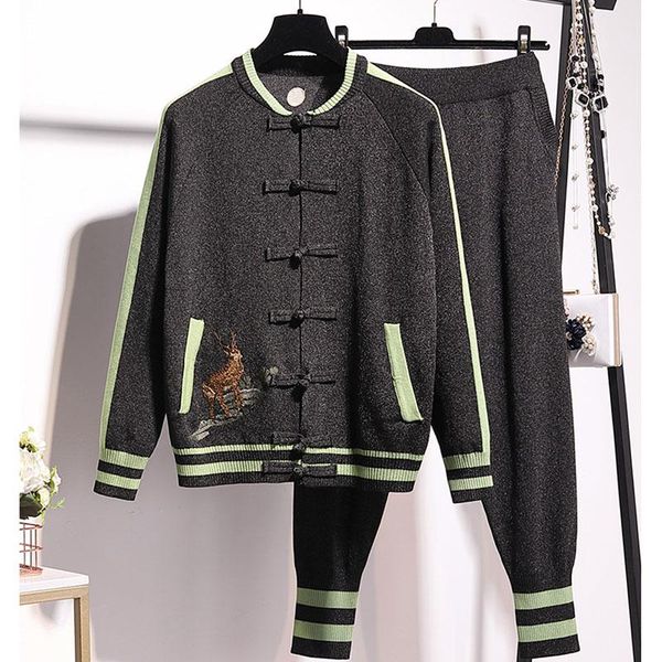 women's two piece pants autumn tracksuit knitting outfits women handwork embroidery cardigan sweater pencil set loose knit suit female, White
women's two piece pants autumn tracksuit knitting outfits women handwork embroidery cardigan sweater pencil set loose knit suit female, White