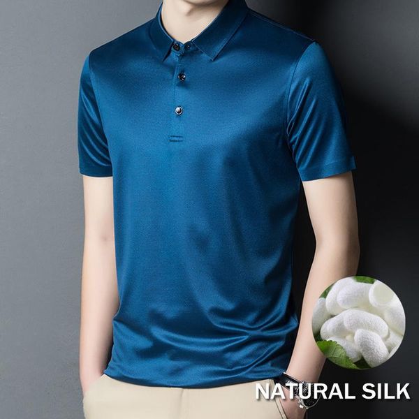men's polos luxury 12.4% silk shirt short sleeve solid color brand poloshirt man for business casual summer t-shirt, White;black
men's polos luxury 12.4% silk shirt short sleeve solid color brand poloshirt man for business casual summer t-shirt, White;black