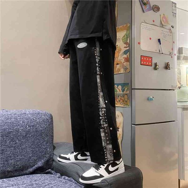buckled men's spring and summer fashion brand loose straight sports pants, Black
buckled men's spring and summer fashion brand loose straight sports pants, Black