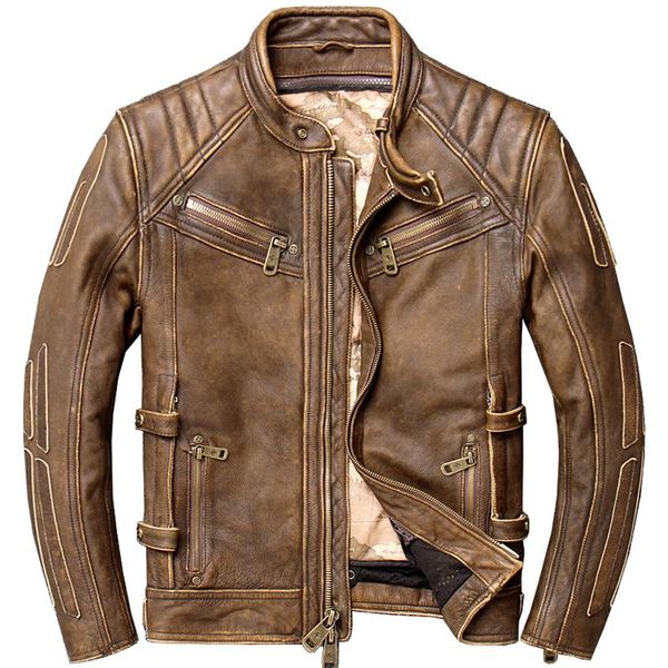 men's leather & faux heavy cowhide jackets genuine motorcycle biker slim fit coat for male m-5xl, Black
men's leather & faux heavy cowhide jackets genuine motorcycle biker slim fit coat for male m-5xl, Black