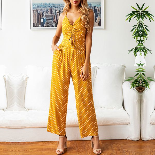 2021 summer dot suspender women casual loose lace up full length pants strapless jumpsuits new cmpe, Black;gray
2021 summer dot suspender women casual loose lace up full length pants strapless jumpsuits new cmpe, Black;gray