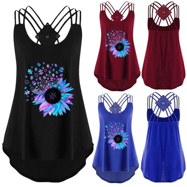 women's blouses & shirts women sunflower printing sleeveless bandages vest strappy tank t-shirt tee clothing mujer camisetas, White
women's blouses & shirts women sunflower printing sleeveless bandages vest strappy tank t-shirt tee clothing mujer camisetas, White